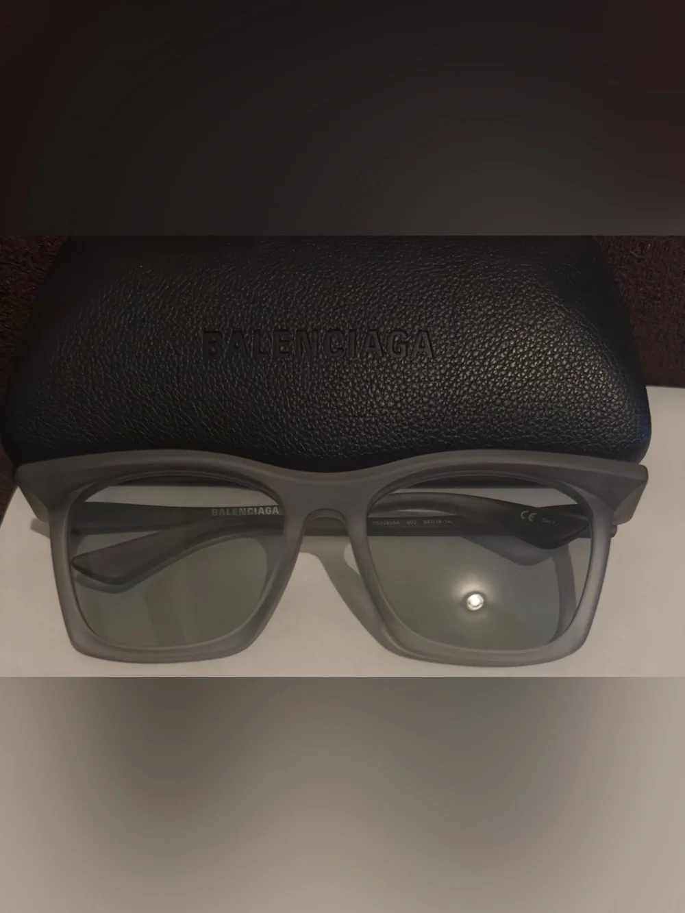LIKE NEW Balenciaga Gray Square Frame Sunglasses. Comes with hard case & cloth.